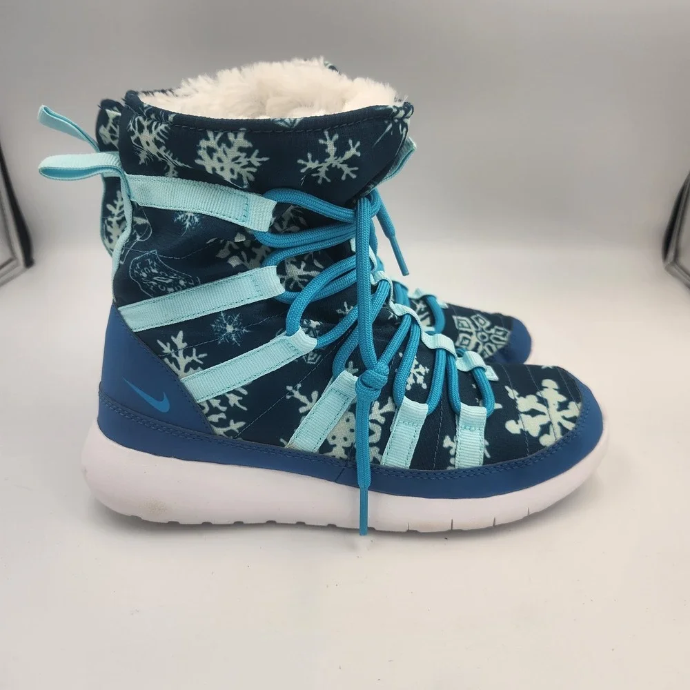 Nike Roshe One Hi Print Big Kids' SneakerBoots Size 4Y Snow Flake‎ Blue